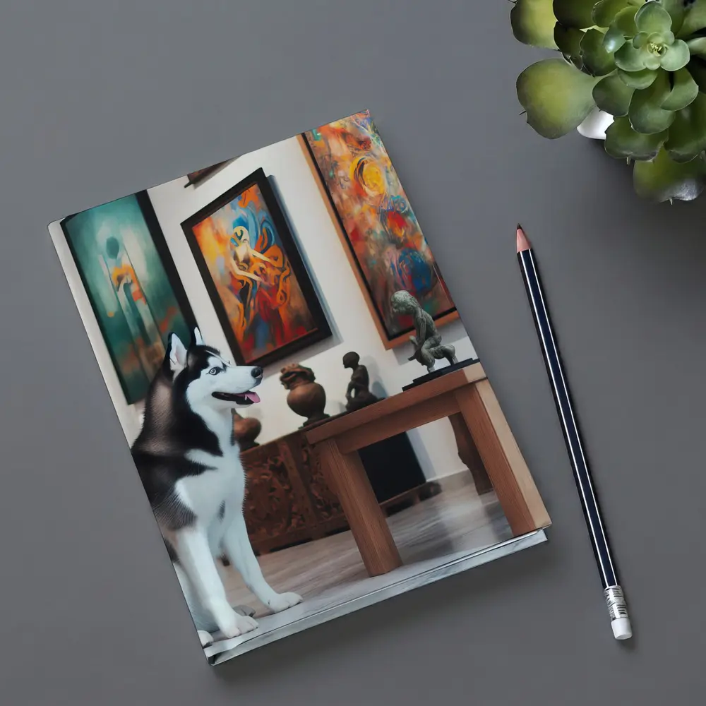 Siberian Husky Sitting In Art Gallery – Notebooks