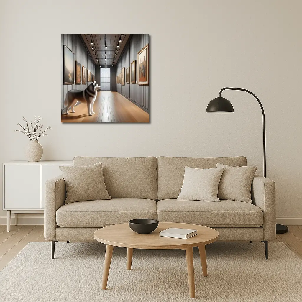 Siberian Husky Standing In Art Gallery – Wall Art