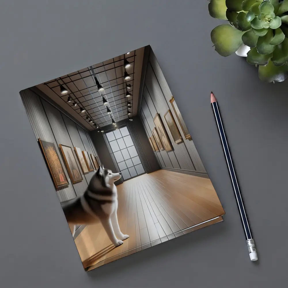 Siberian Husky Standing In Art Gallery – Notebooks