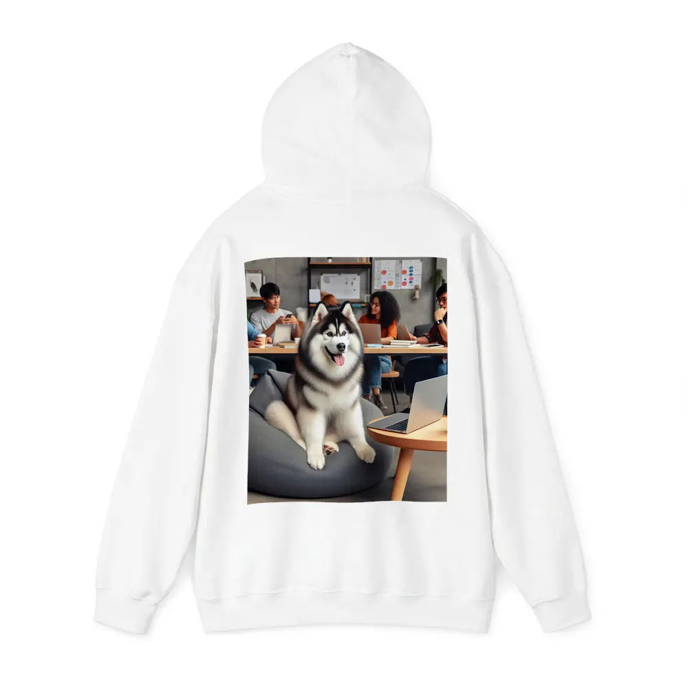Siberian Husky Sitting in Modern Office – Hoodies