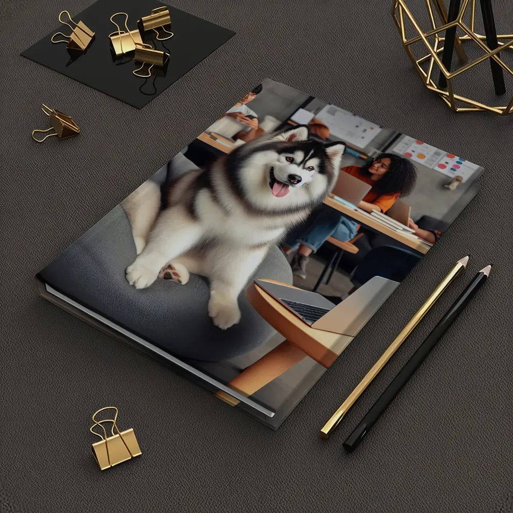 Siberian Husky Sitting in Modern Office – Notebooks