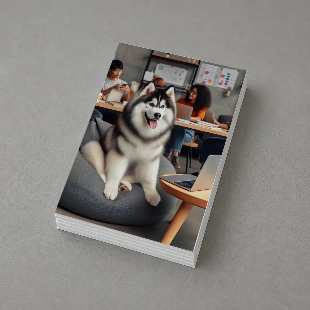Siberian Husky Sitting in Modern Office – Postcards