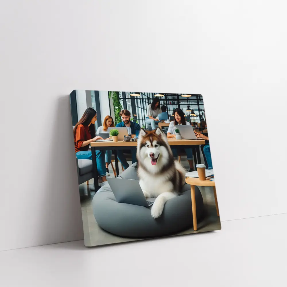 Alaskan Malamute Working Laptop Coworking Office – Wall Art