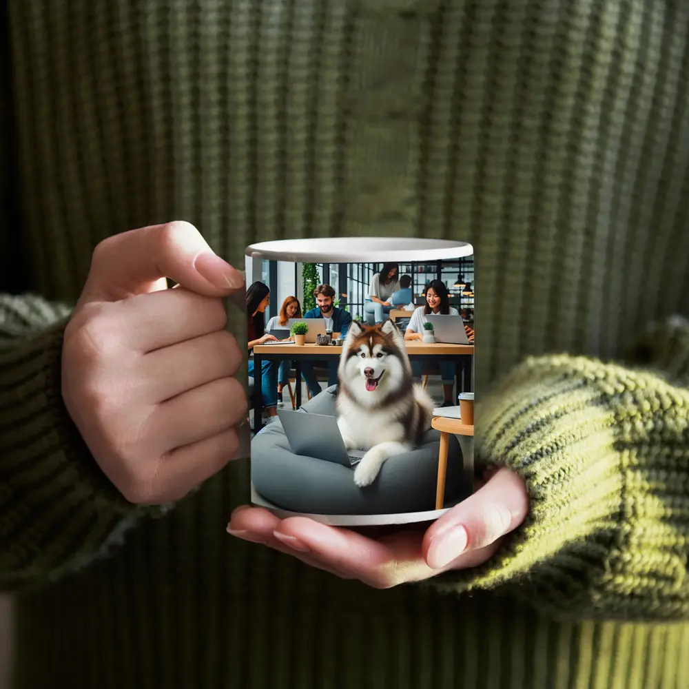 Alaskan Malamute Working Laptop Coworking Office – Mugs