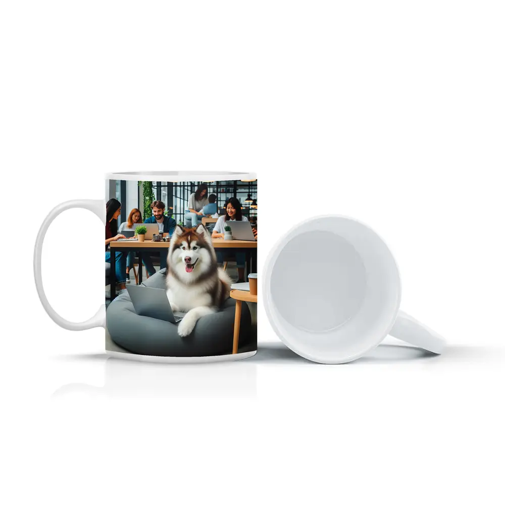 Alaskan Malamute Working Laptop Coworking Office – Mugs