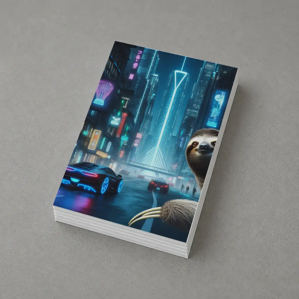 Sloth Neon Cyberpunk City Night Scene – Postcards