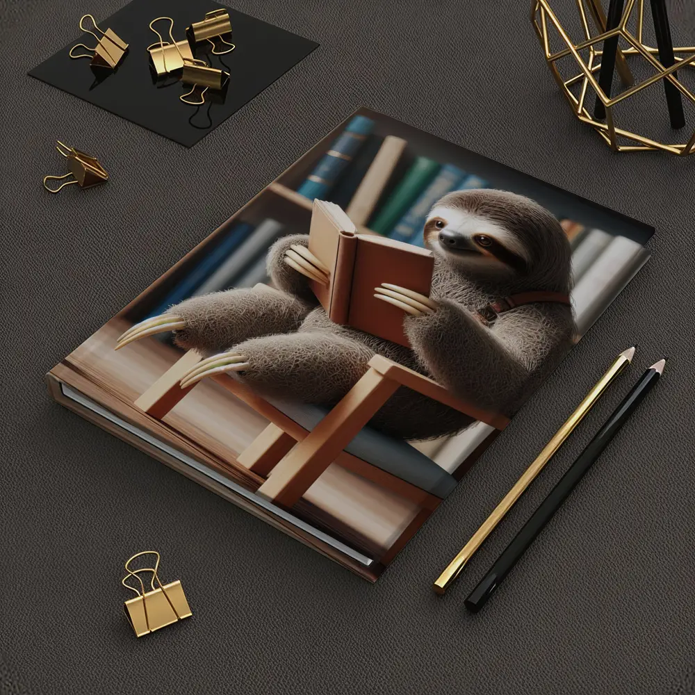 Sloth Reading Book Library Bookshelf – Notebooks