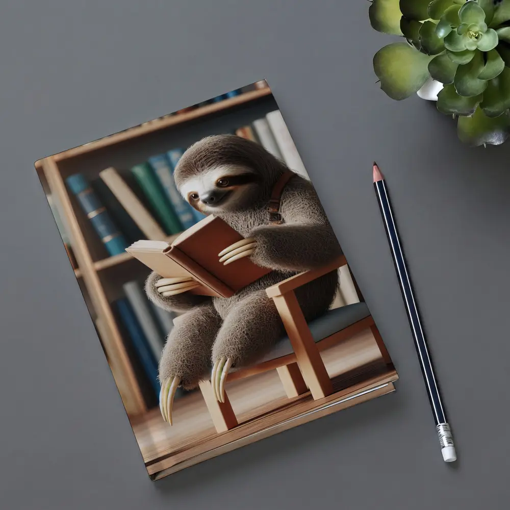 Sloth Reading Book Library Bookshelf – Notebooks