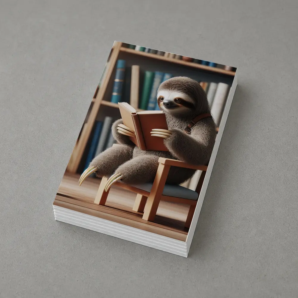 Sloth Reading Book Library Bookshelf – Postcards