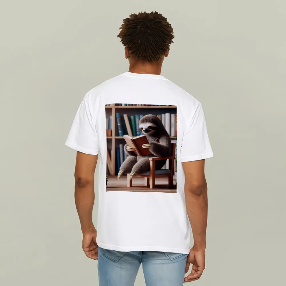 Sloth Reading Book Library Bookshelf – T-Shirts