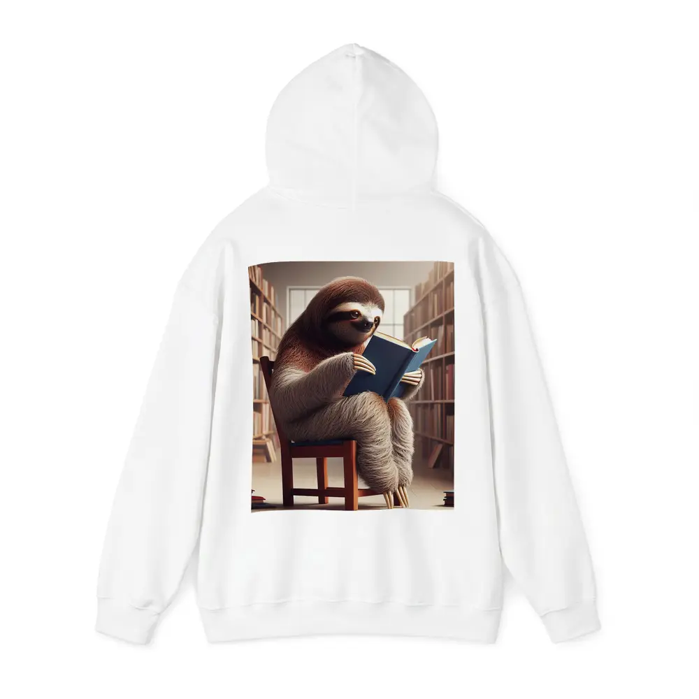 Sloth Reading Book In Library – Hoodies