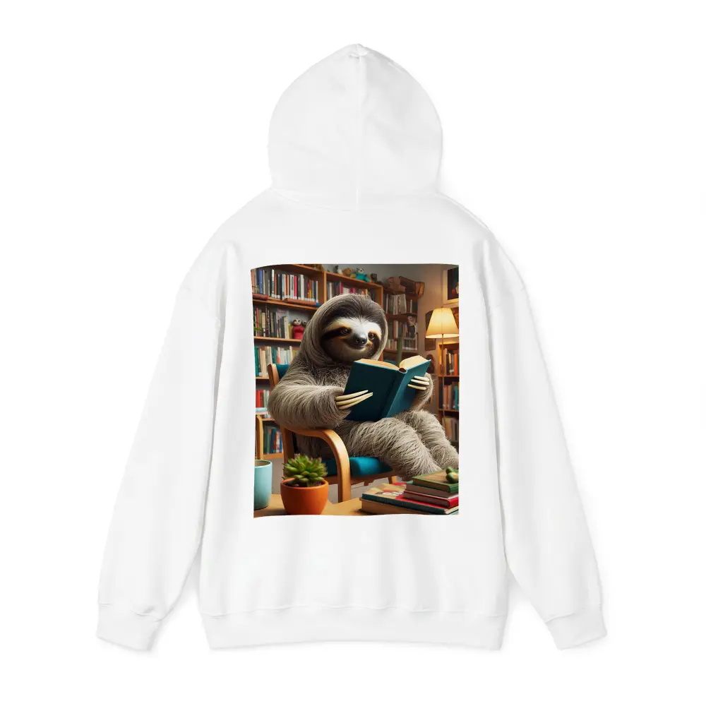 Sloth Reading Book in Cozy Library – Hoodies