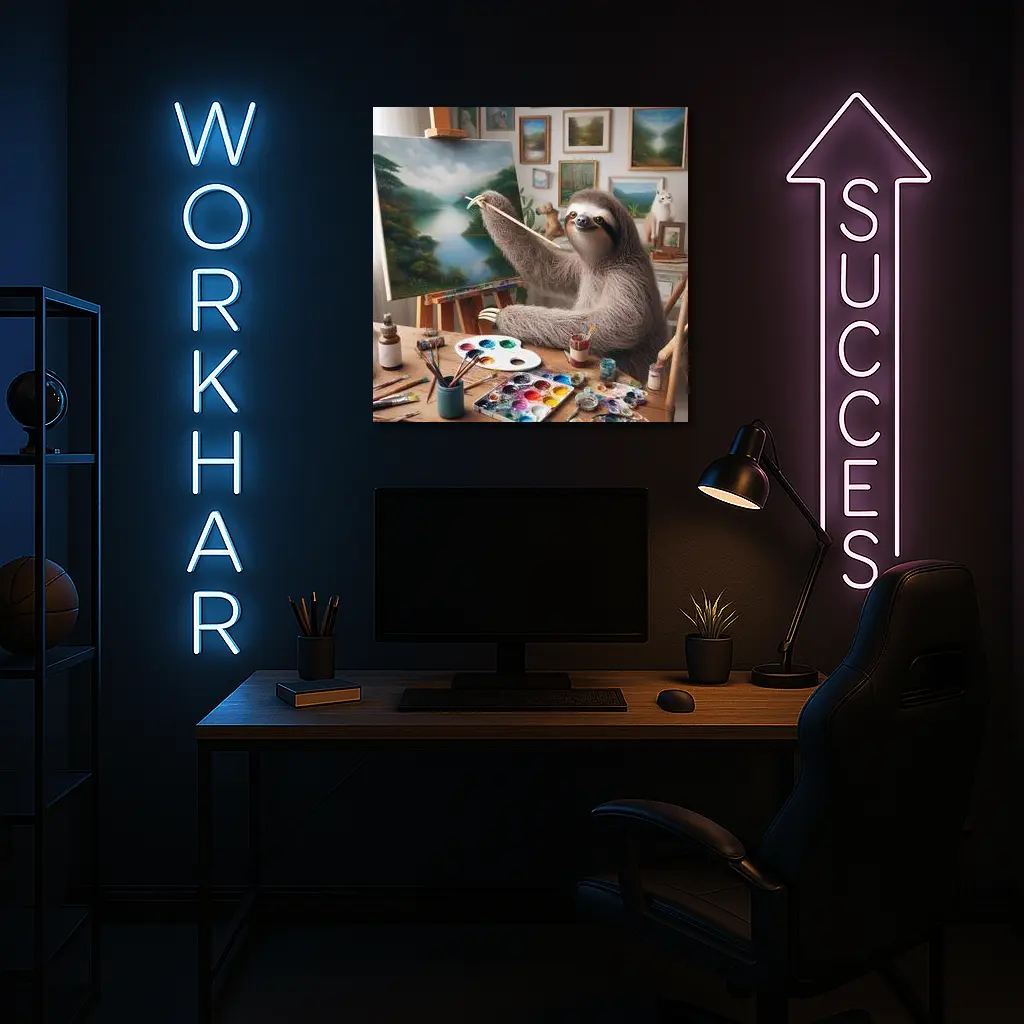 Sloth Artist Painting on Easel Studio – Wall Art