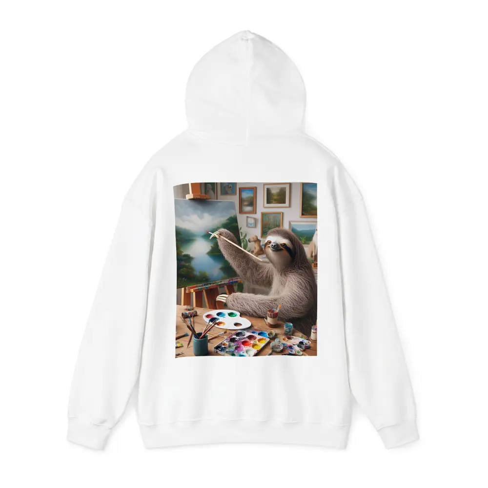 Sloth Artist Painting on Easel Studio – Hoodies