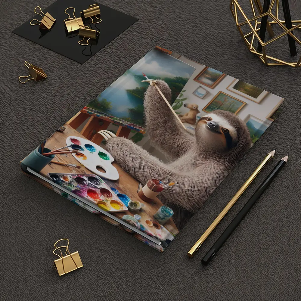 Sloth Artist Painting on Easel Studio – Notebooks