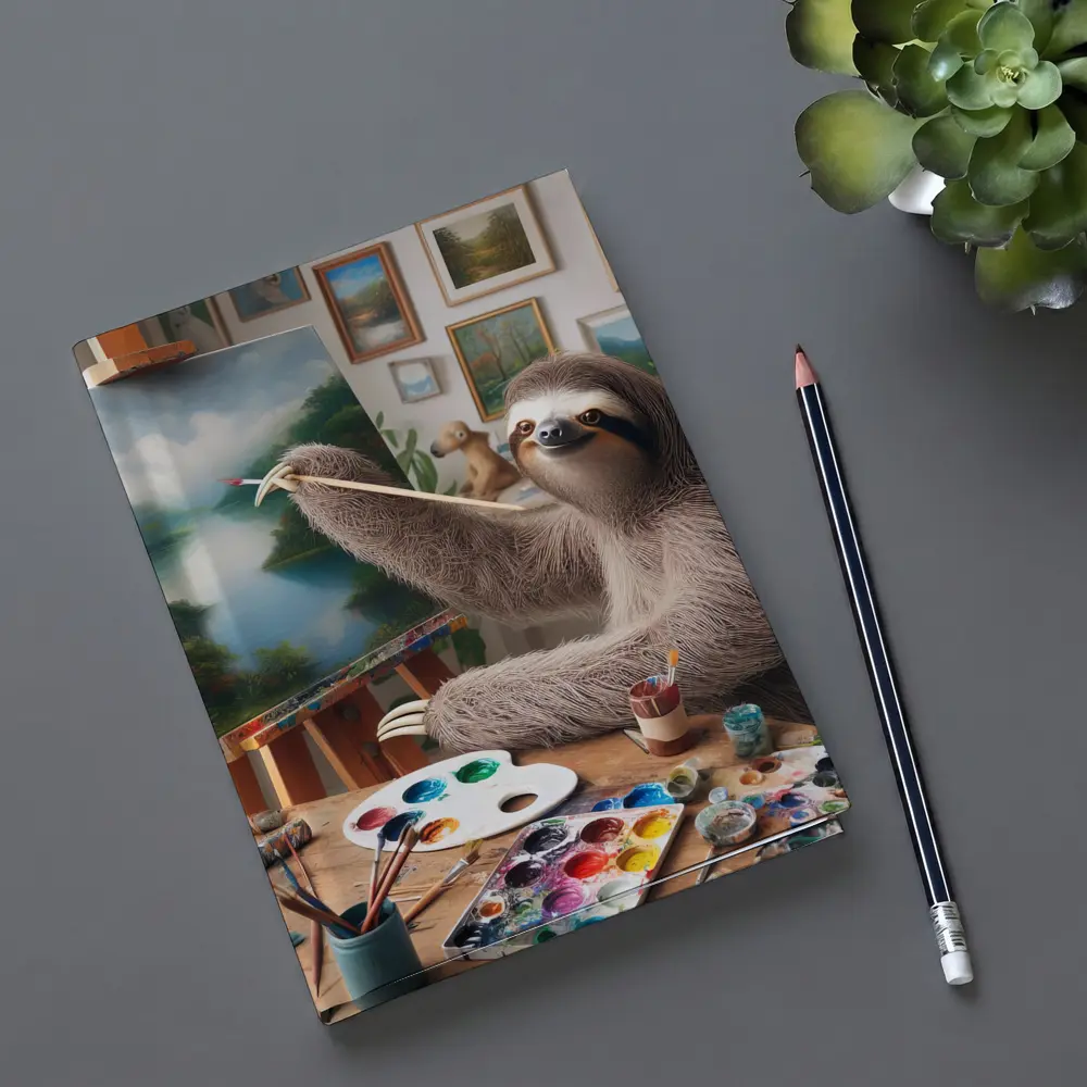 Sloth Artist Painting on Easel Studio – Notebooks