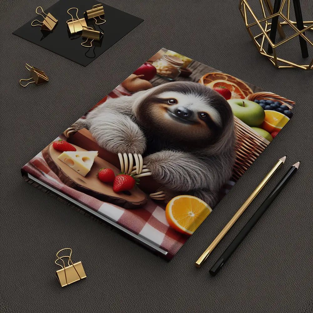 Cute Sloth Picnic Fruits Cheese Basket – Notebooks