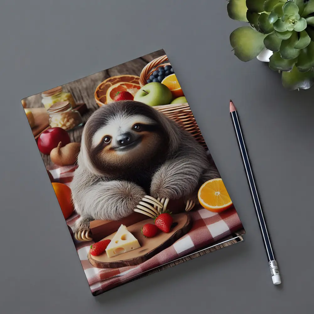 Cute Sloth Picnic Fruits Cheese Basket – Notebooks