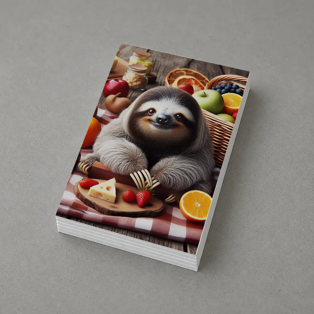 Cute Sloth Picnic Fruits Cheese Basket – Postcards