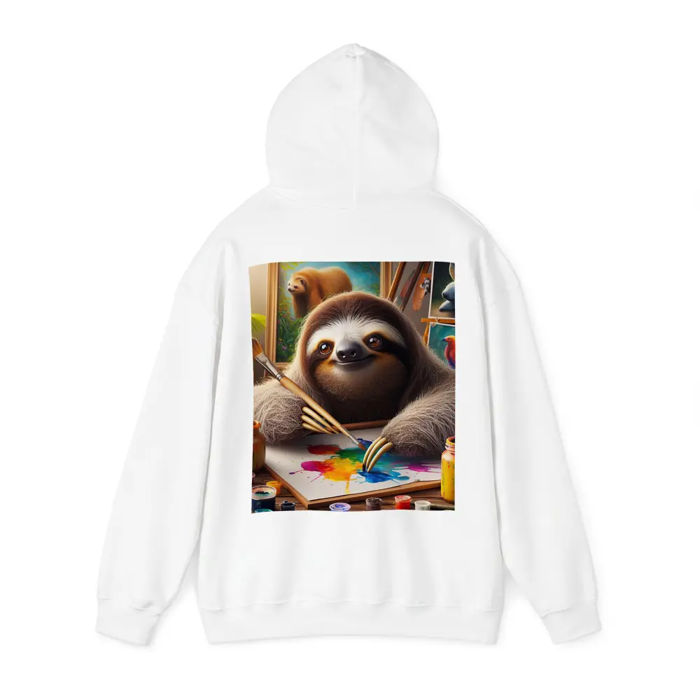 Sloth Artist Painting Colorful Canvas Art Studio – Hoodies