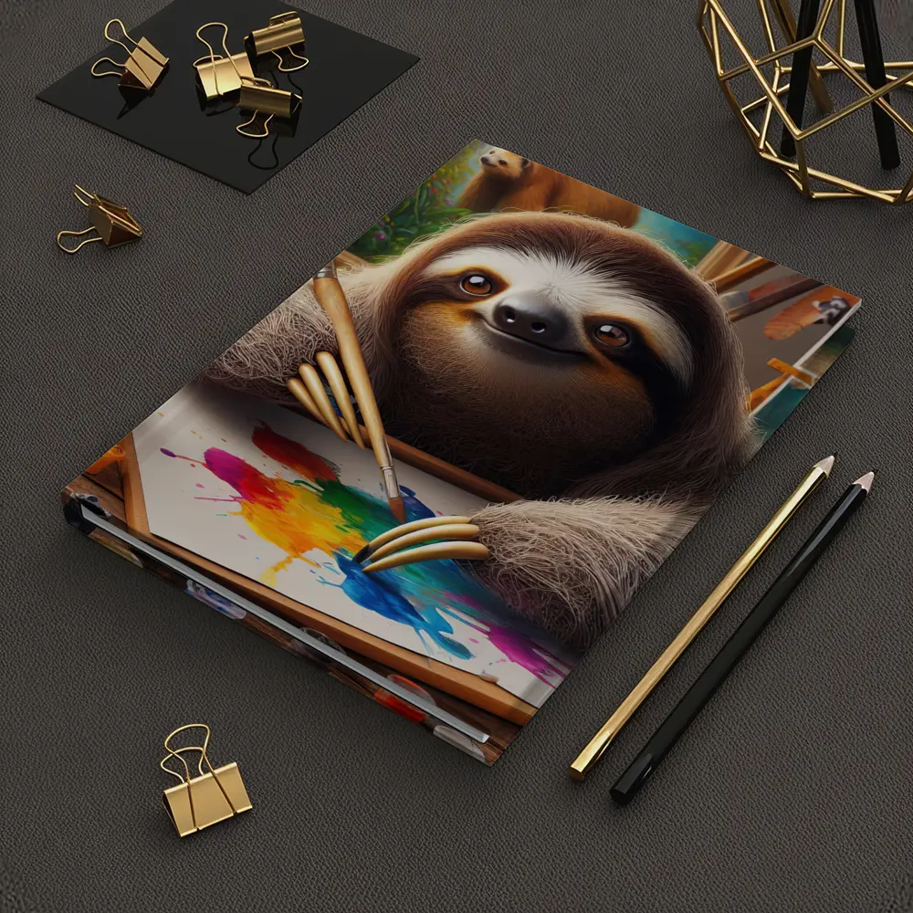 Sloth Artist Painting Colorful Canvas Art Studio – Notebooks