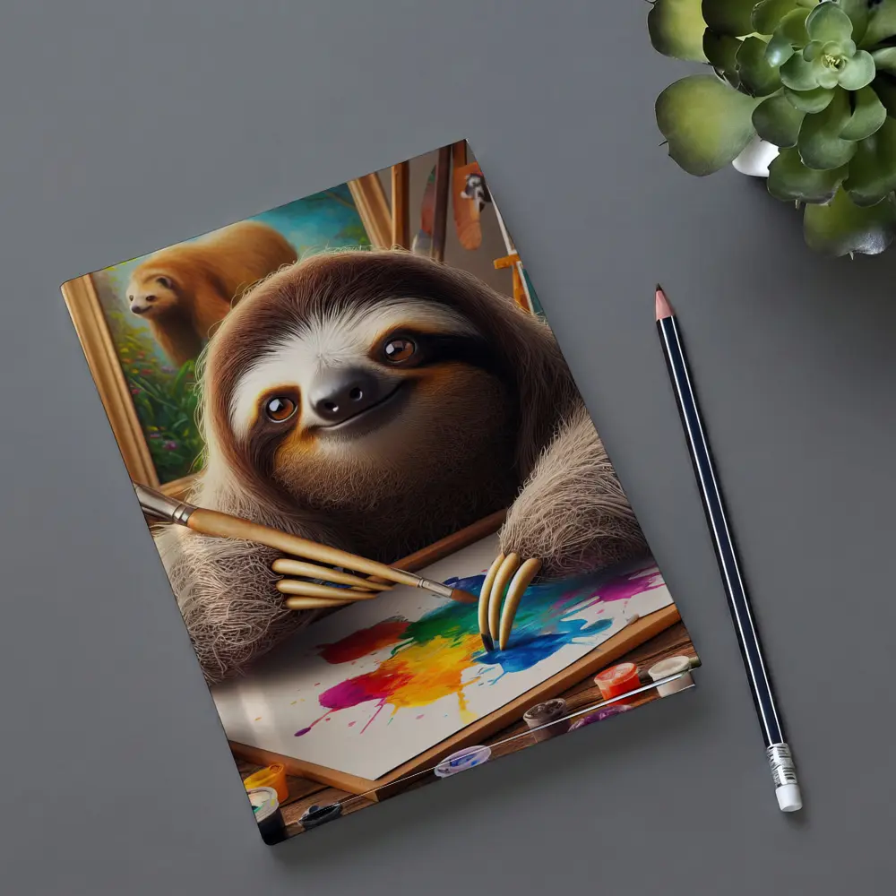 Sloth Artist Painting Colorful Canvas Art Studio – Notebooks