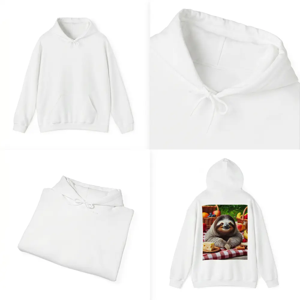 Happy Sloth Picnic With Fruits And Cheese – Hoodies