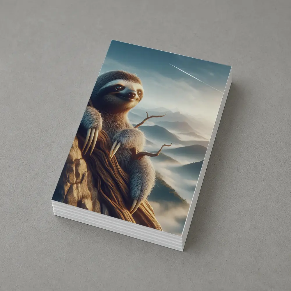 Sloth Clinging Rocky Cliff Mountain Mist – Postcards
