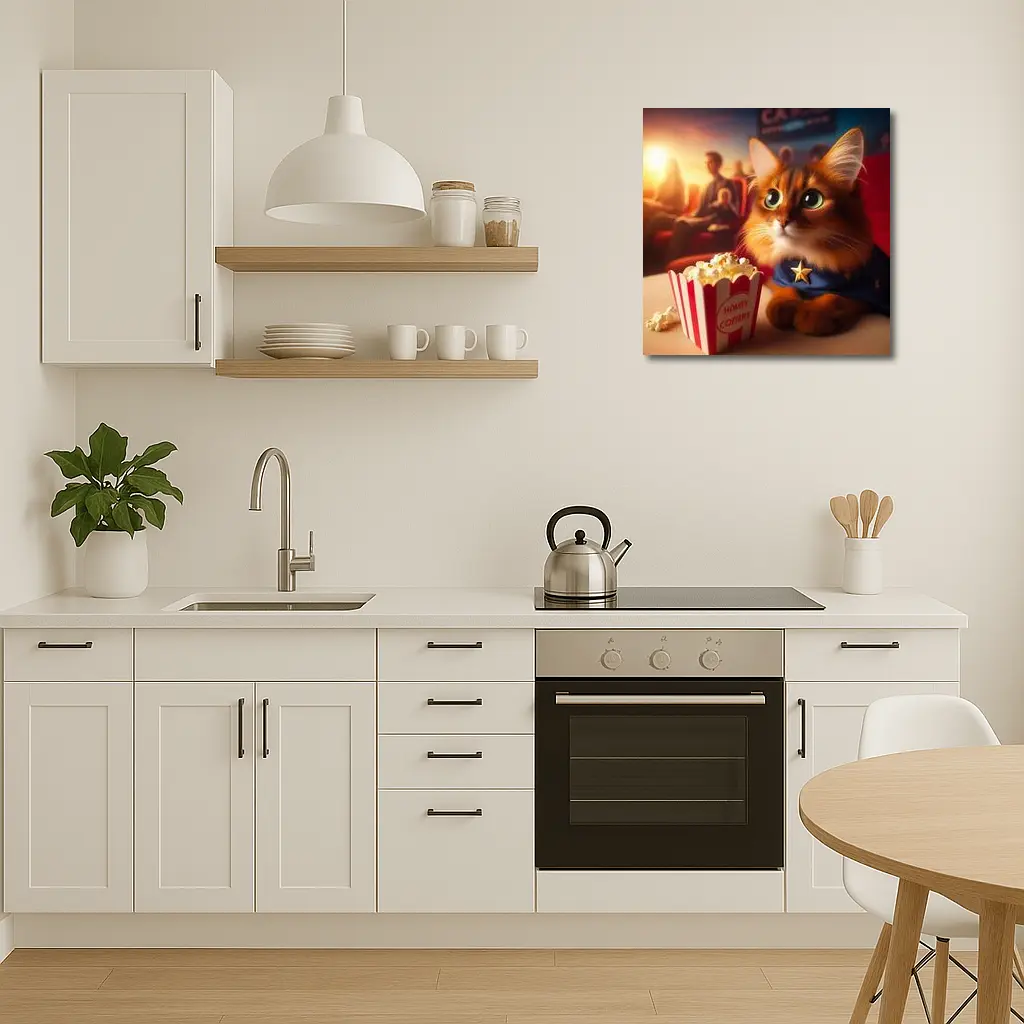 Somali Cat Superhero At Movie Theater – Wall Art