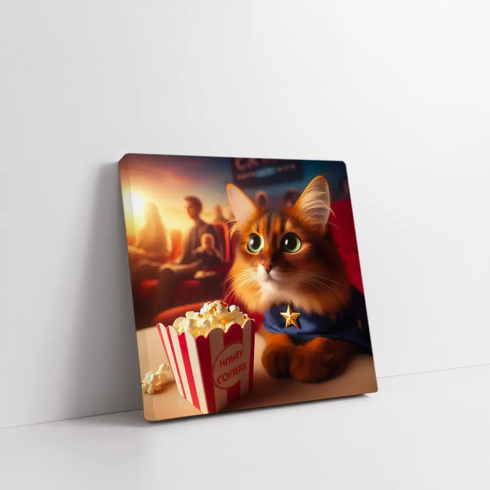 Somali Cat Superhero At Movie Theater – Wall Art