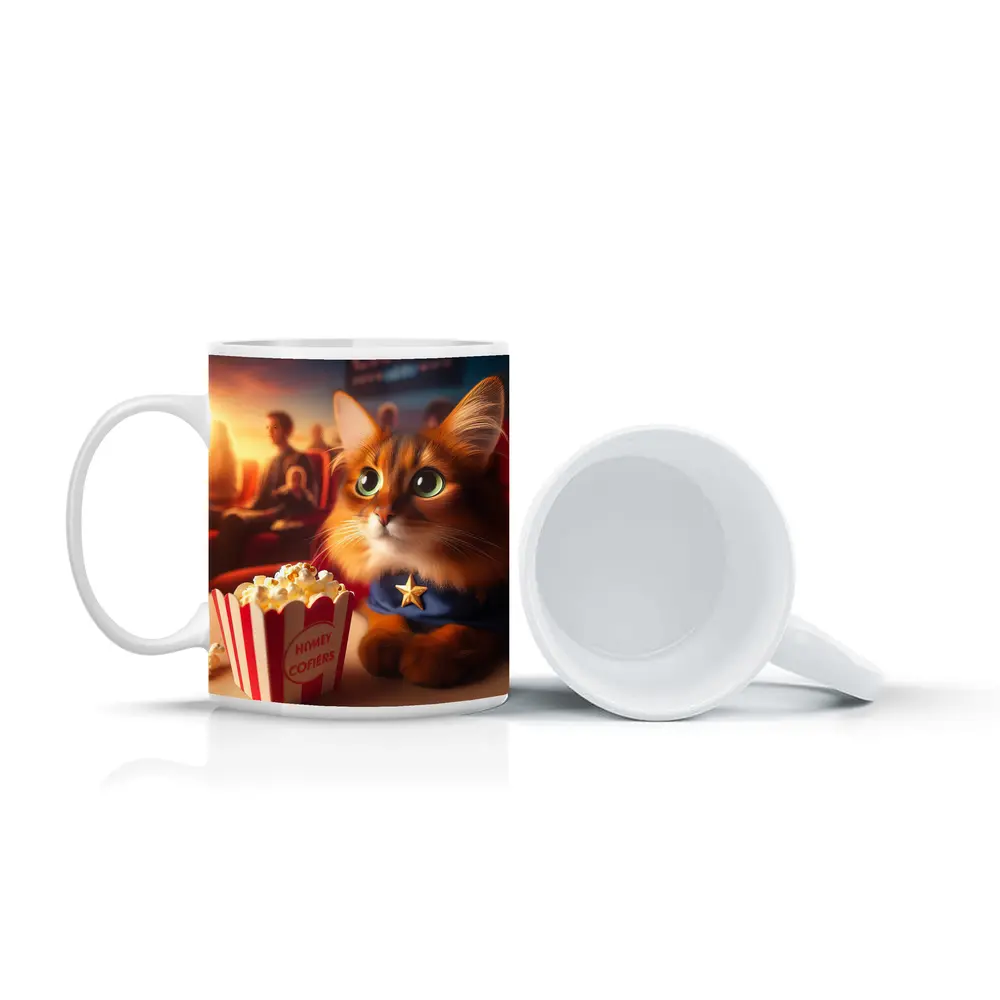 Somali Cat Superhero At Movie Theater – Mugs