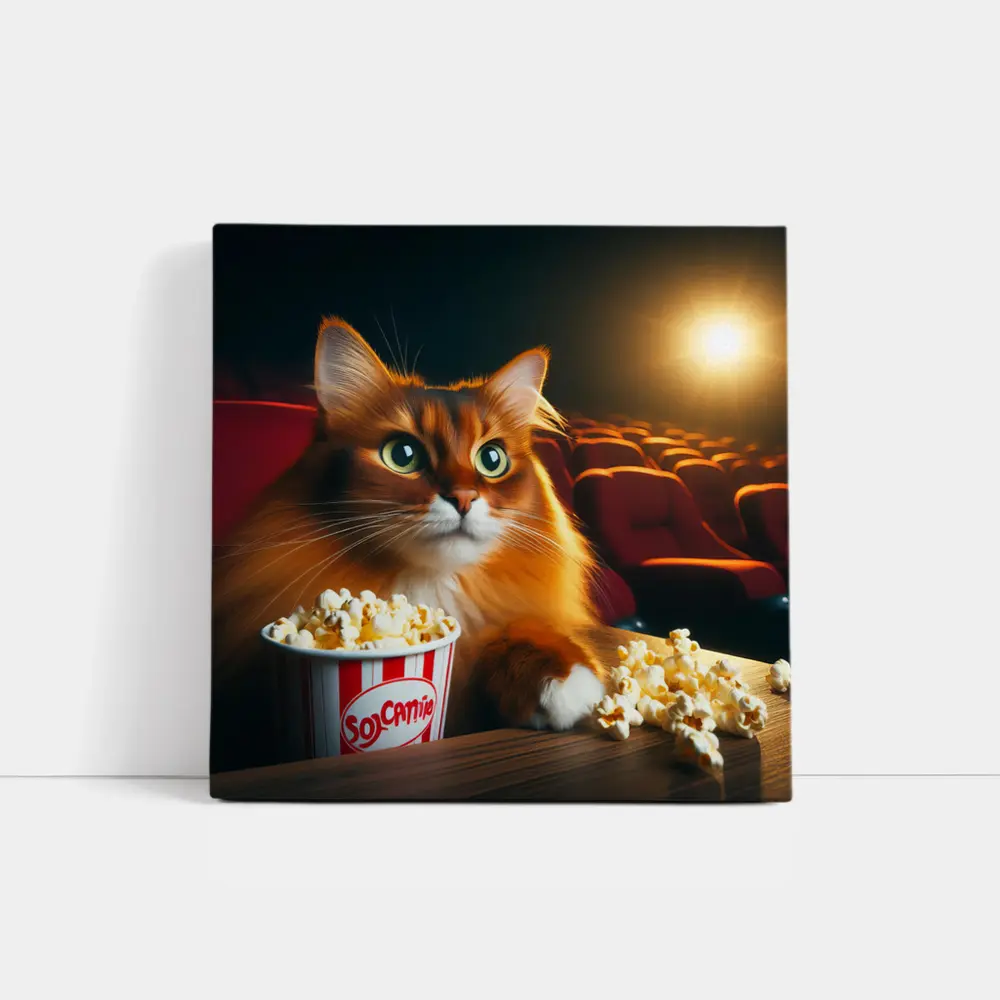 Somali Cat Watching Movie Theater Popcorn – Wall Art