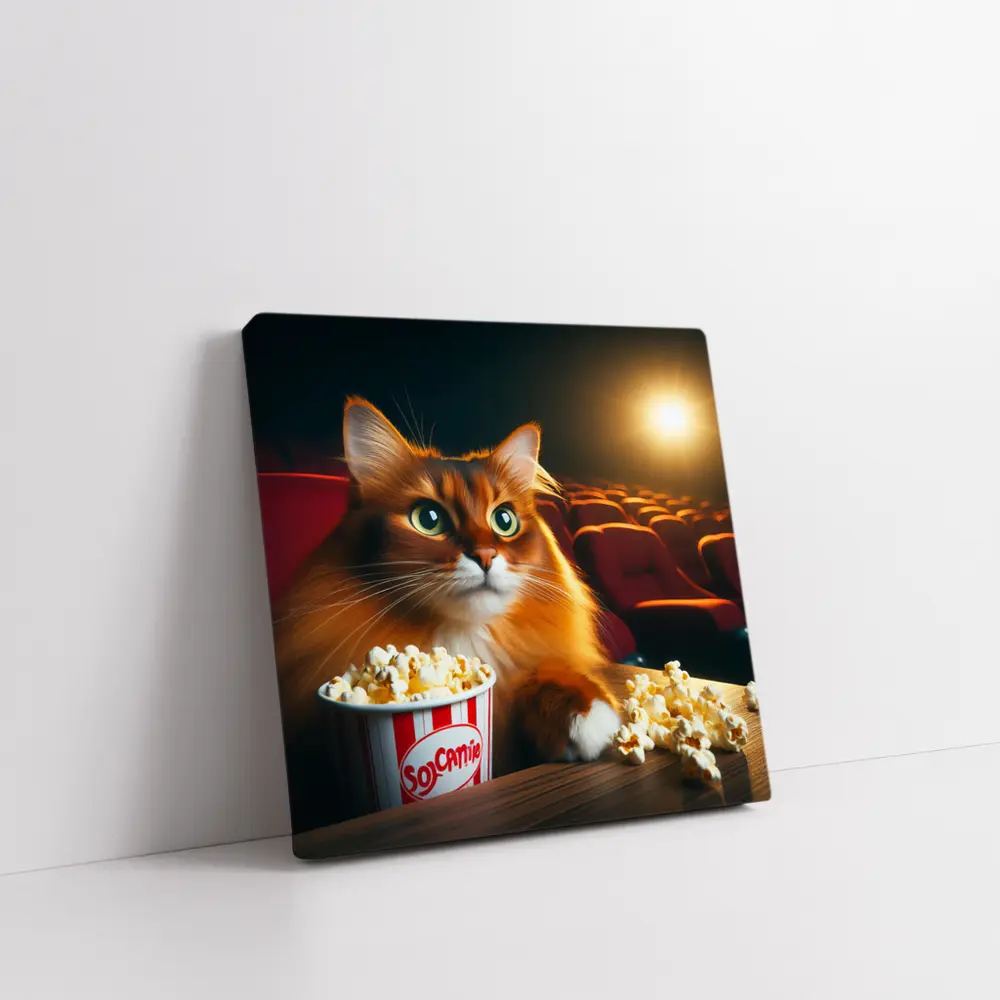 Somali Cat Watching Movie Theater Popcorn – Wall Art