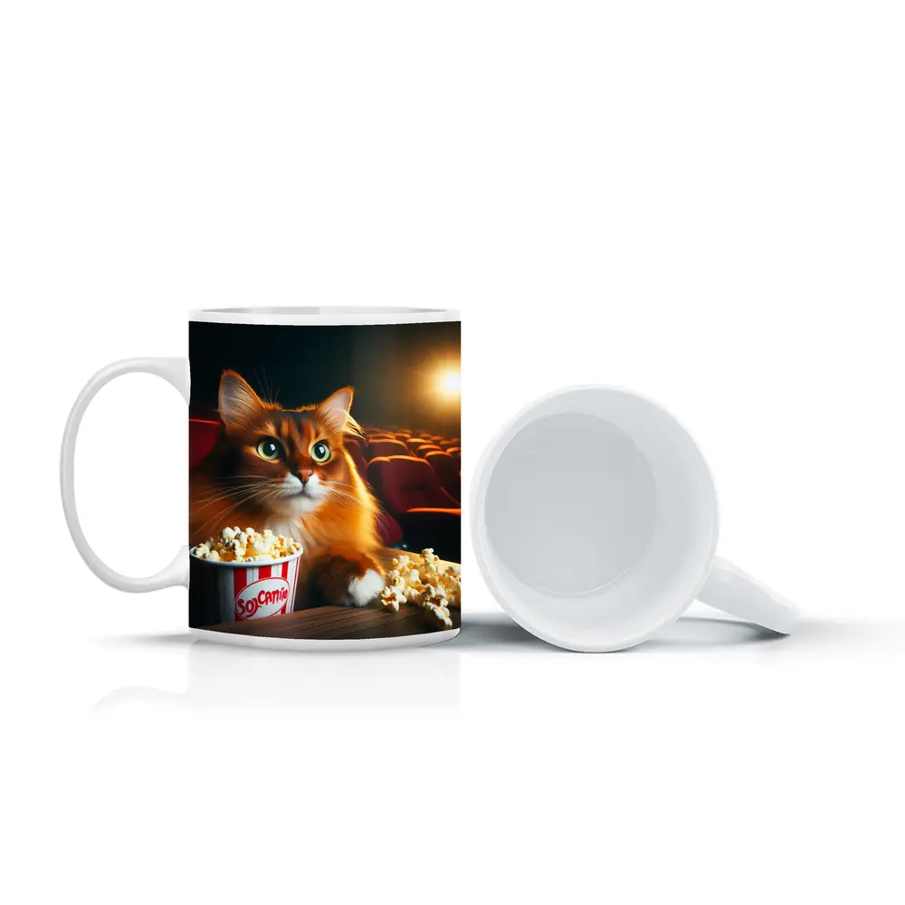 Somali Cat Watching Movie Theater Popcorn – Mugs