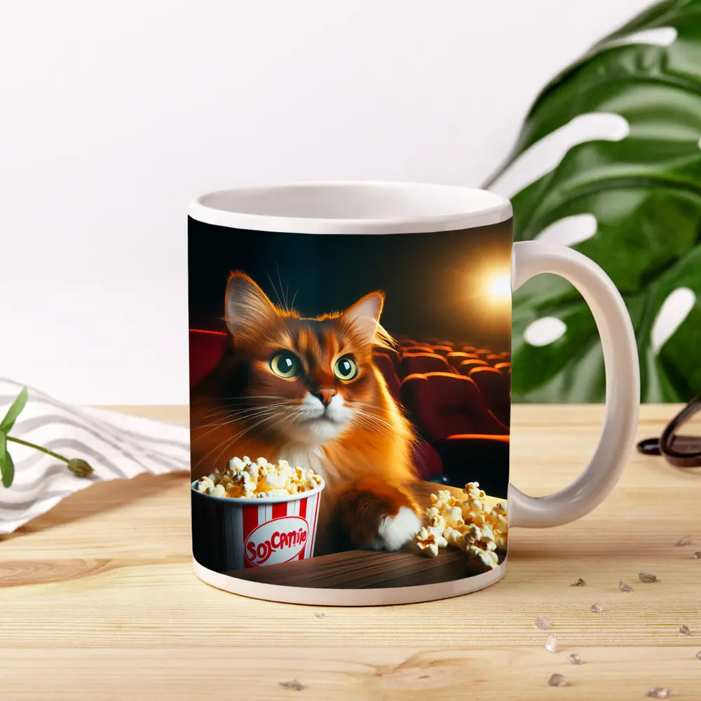 Somali Cat Watching Movie Theater Popcorn – Mugs