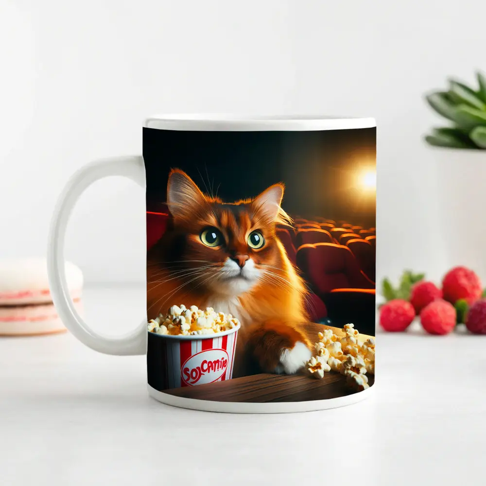 Somali Cat Watching Movie Theater Popcorn – Mugs