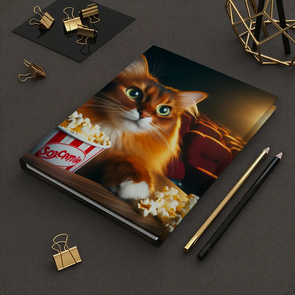 Somali Cat Watching Movie Theater Popcorn – Notebooks