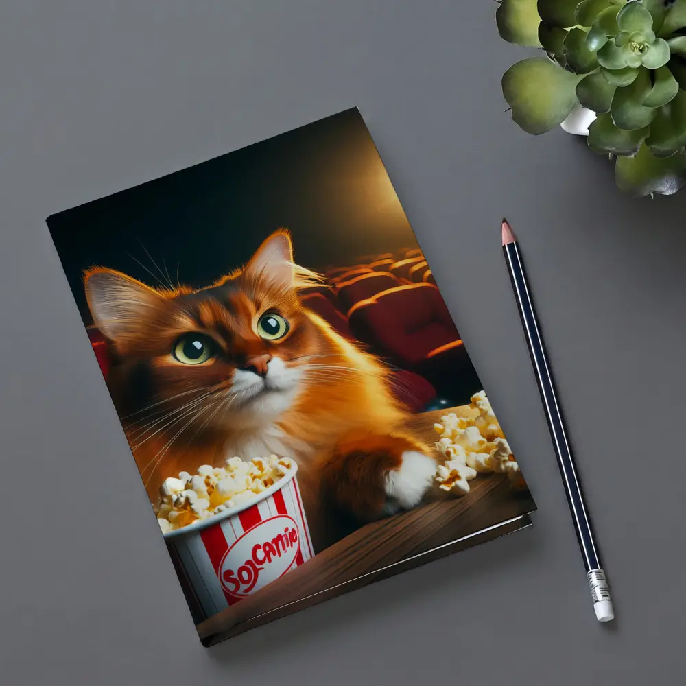 Somali Cat Watching Movie Theater Popcorn – Notebooks