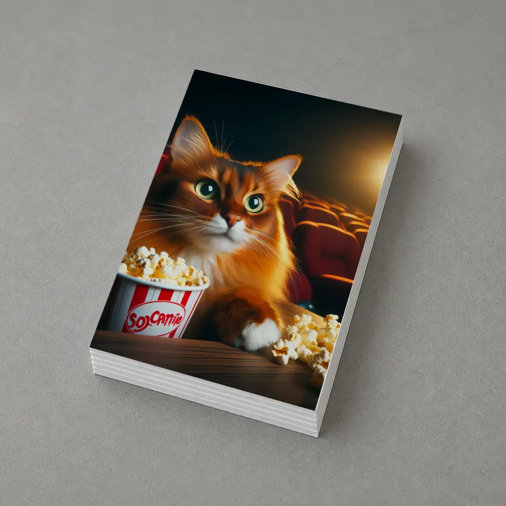 Somali Cat Watching Movie Theater Popcorn – Postcards