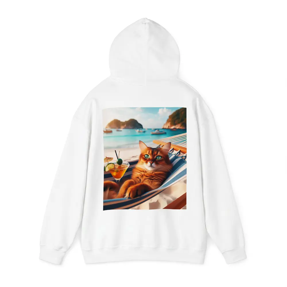 Somali Cat Relaxing on Beach Hammock – Hoodies