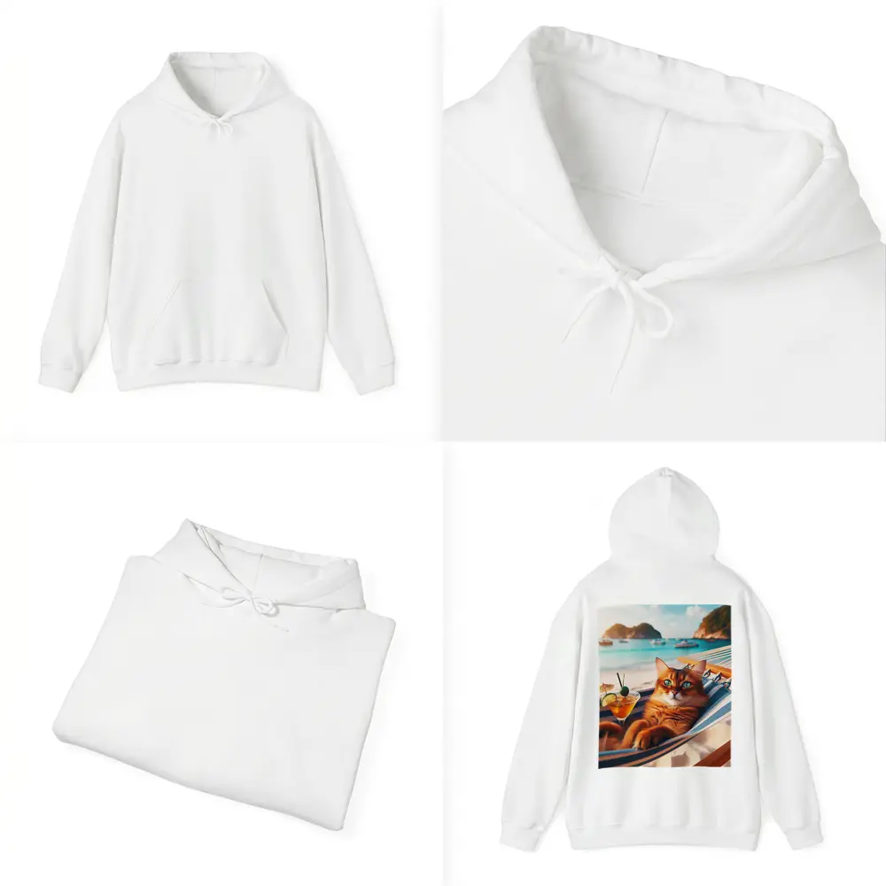 Somali Cat Relaxing on Beach Hammock – Hoodies