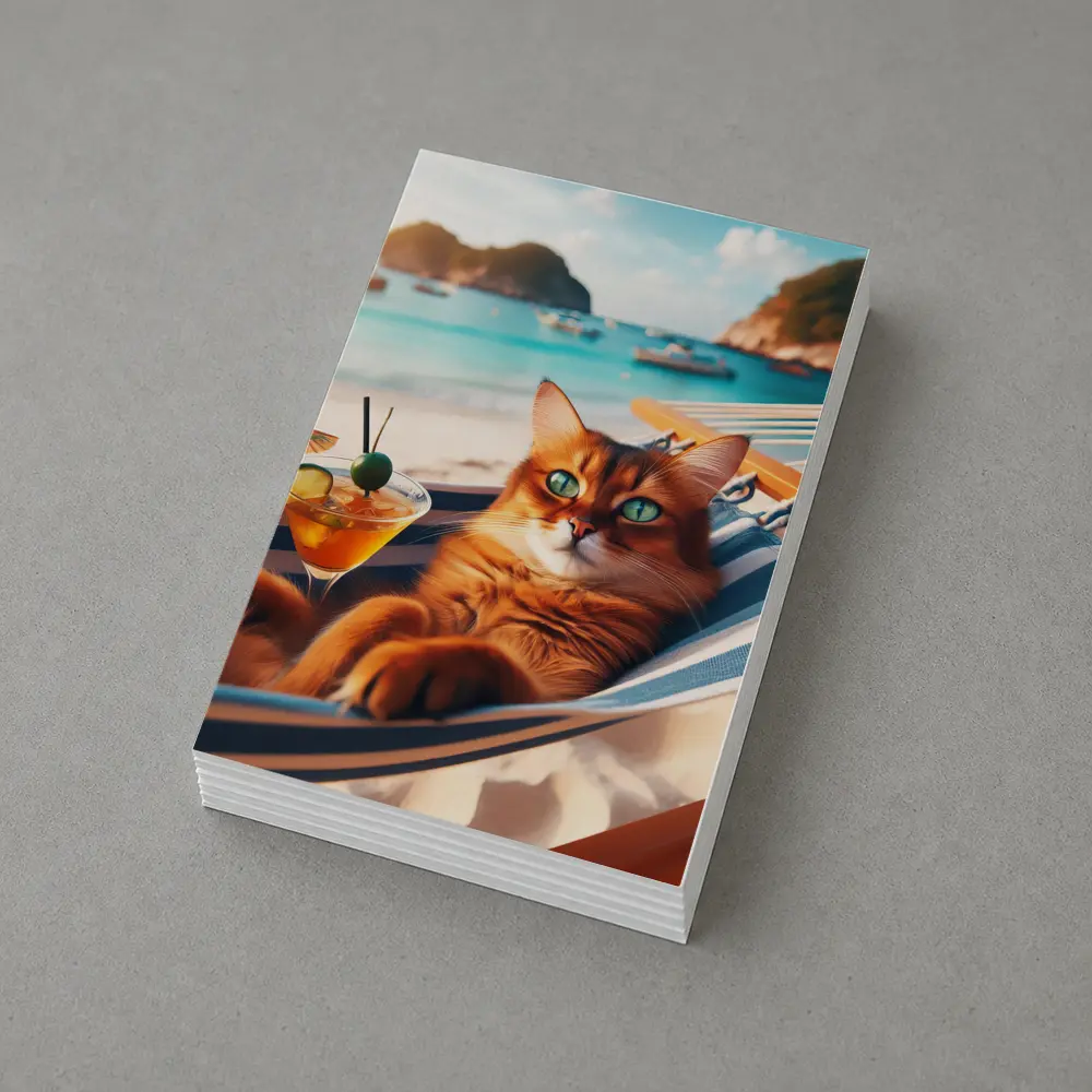 Somali Cat Relaxing on Beach Hammock – Postcards