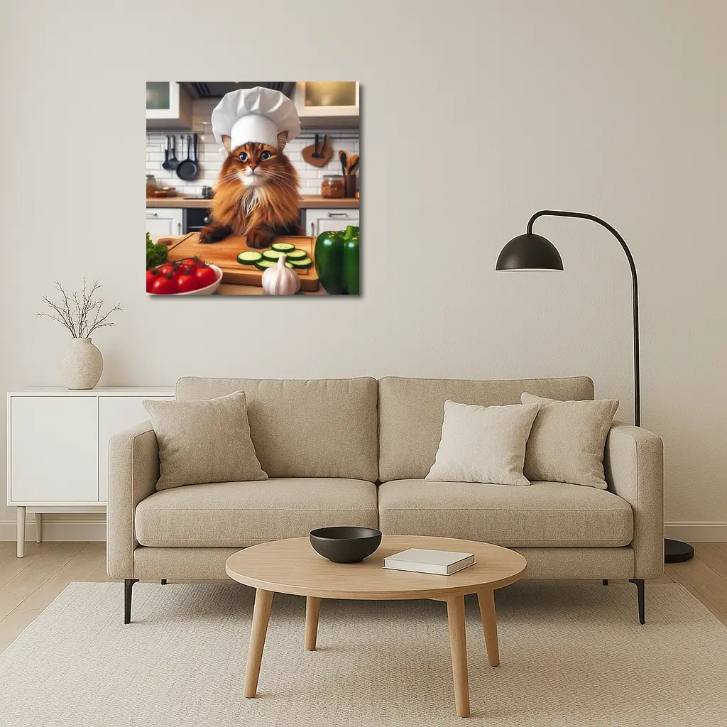 Somali Cat Chef Hat Kitchen Cooking – Wall Art