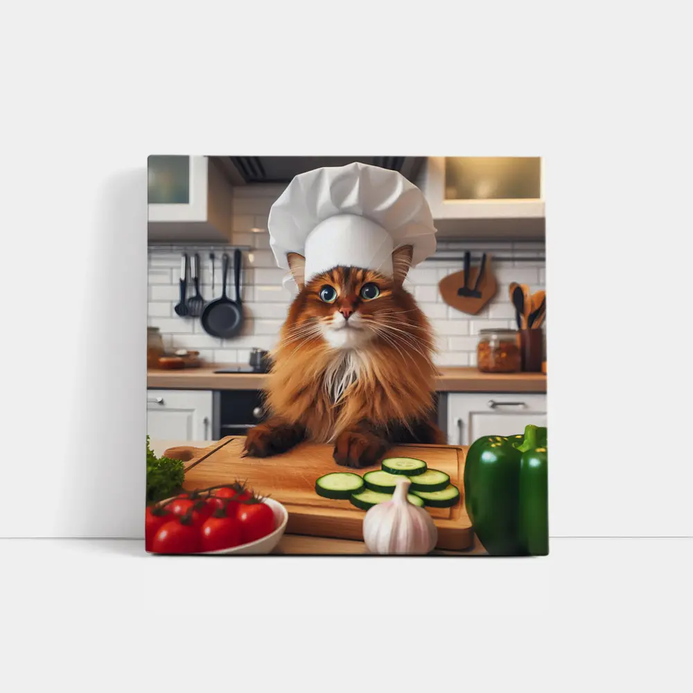 Somali Cat Chef Hat Kitchen Cooking – Wall Art