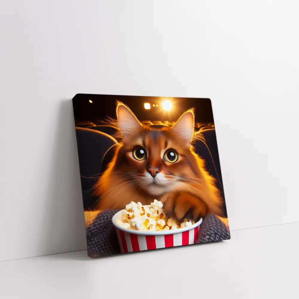 Somali Cat Eating Popcorn Movie Theater – Wall Art