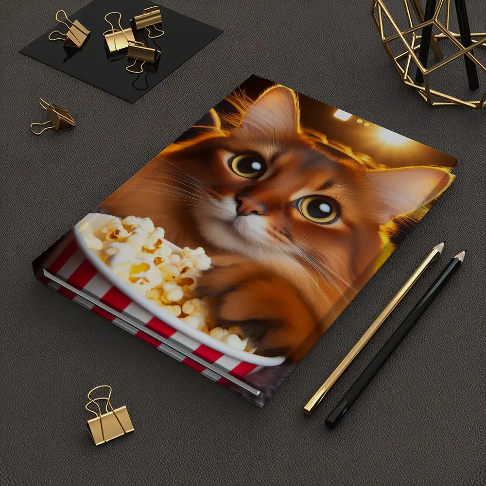 Somali Cat Eating Popcorn Movie Theater – Notebooks