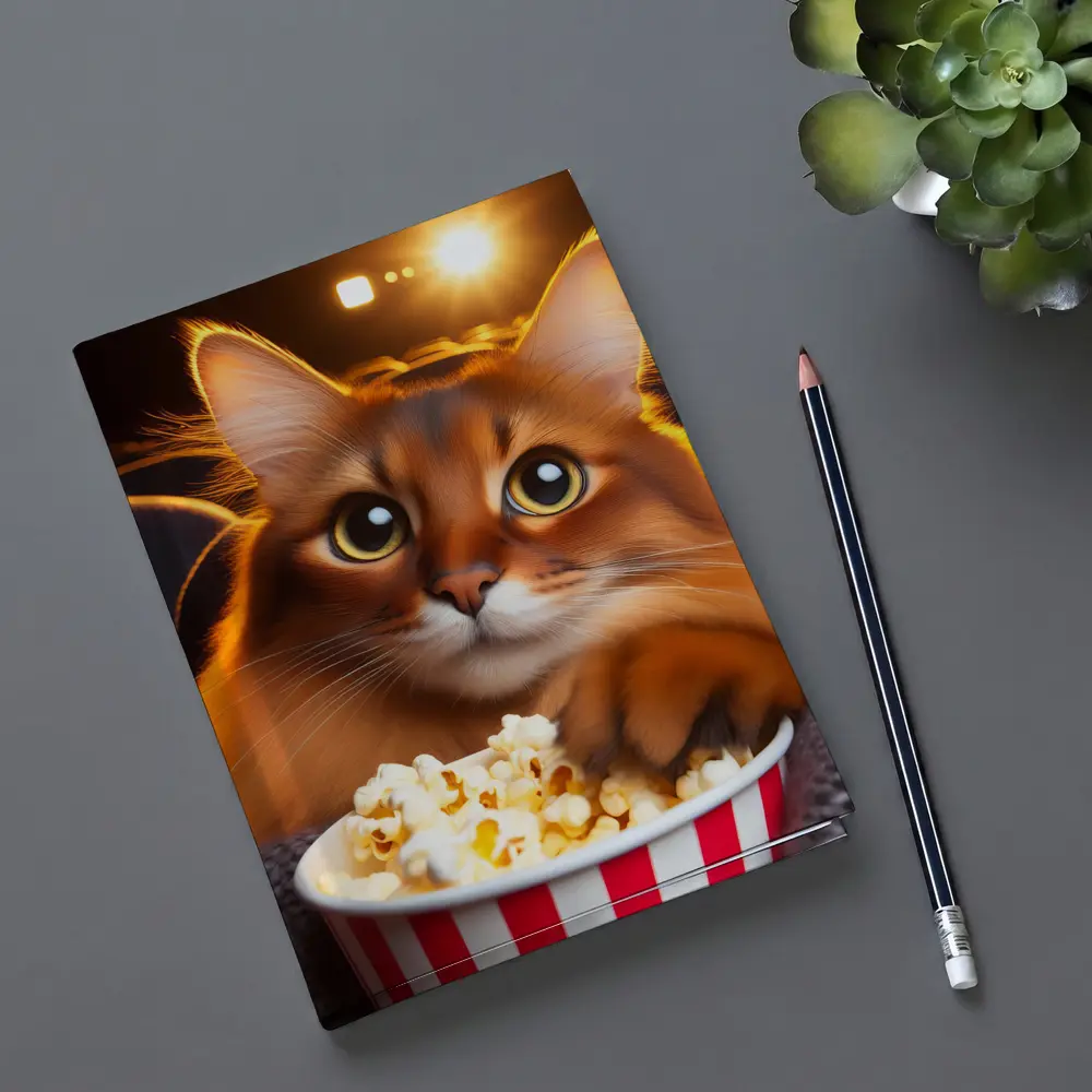 Somali Cat Eating Popcorn Movie Theater – Notebooks