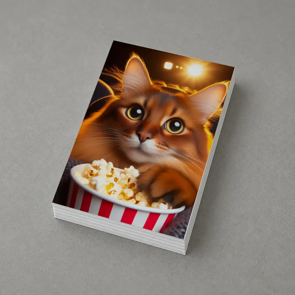Somali Cat Eating Popcorn Movie Theater – Postcards