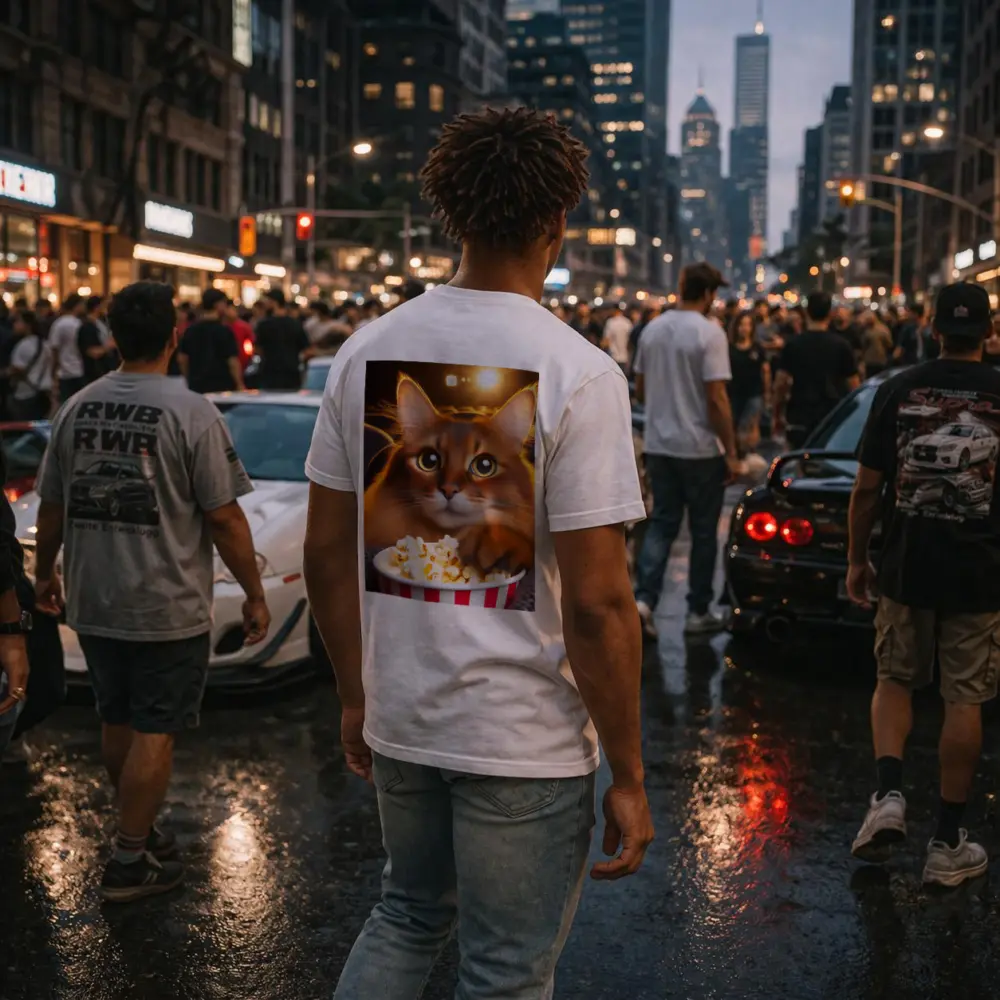 Somali Cat Eating Popcorn Movie Theater – T-Shirts