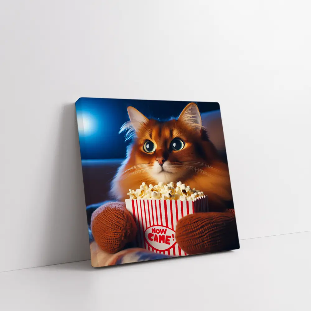 Somali Cat Watching Movie With Popcorn – Wall Art